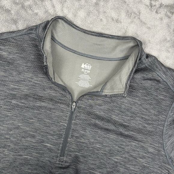 REI 1/4 Zip Pullover Top Mens XL Dark Gray Lightweight Base Layer Hiking Shirt - Picture 3 of 6